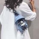 日系牛仔布配可愛小羊小熊小牛玩偶軟妹胸包女迷你斜背包