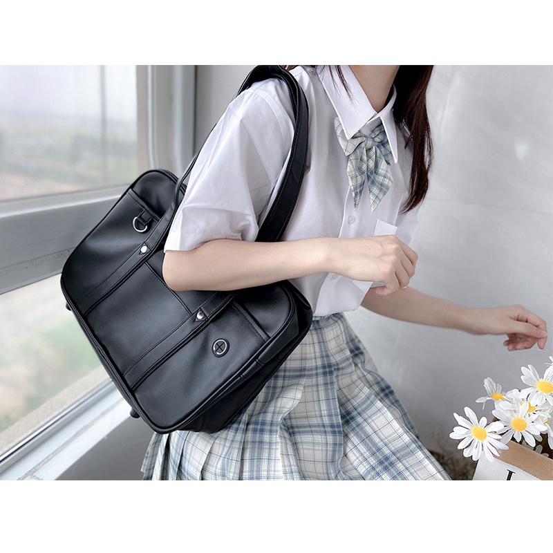 日系原創動漫二次元少女純色長手提肩背側背包學院風通勤基礎大容量軟妹包