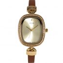 【鵝卵石鑲鑽錶盤】【小牛皮錶帶】【日本機芯】正韓JULIUS超氣質鵝卵石造型滿圈鑲鑽皮帶日本機芯防水女錶