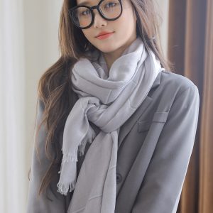 【日系輕柔格子絲巾】【莫代爾混紡棉麻】日系超顯氣質春秋冬薄款學院風文藝復古紗巾圍巾百搭格子棉麻絲巾