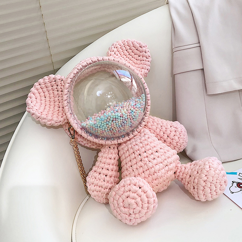 【DIY小熊透明太空包】【手工材料包】日韓賣爆心意DIY手工編織毛線糖果色小熊太空面罩斜背包材料包 【DIY小熊透明太空包】【手工材料包】日韓賣爆心意DIY手工編織毛線糖果色小熊太空面罩斜背包材料包