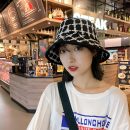 【格紋毛線漁夫帽】日式原宿黑色格子漁夫帽女秋冬季百搭日系潮牌顯臉小原宿港風條紋盆帽