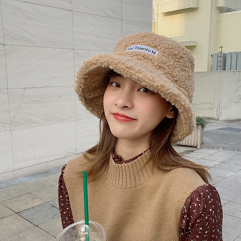 【羊羔毛絨漁夫帽】超柔羊羔毛絨漁夫帽秋冬季顯臉小韓版百搭水桶帽網紅保暖冬季保暖帽