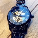 【全自動鏤空機械錶】【實心鋼帶】日漫風格鍍膜鏡面鋼帶夜光防水全自動鏤空機械錶男錶