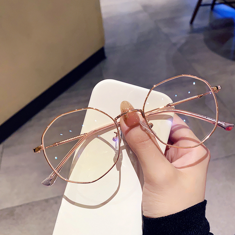 【多邊形大鏡框】【百搭神器】【鍍膜】設計師款日系多邊形文藝IG風眼鏡框男女眼鏡架光學鍍膜眼鏡