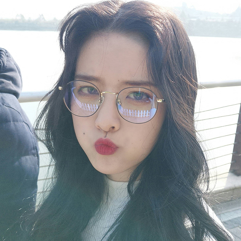 【復古金邊小圓框】【防藍光】韓國復古金邊防藍光眼鏡女護眼網紅街拍瘦臉無度數平光眼鏡