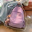 【燈芯絨面後背包】【送小熊掛件+徽章】【超輕便】日系文藝百搭森系女包燈芯絨材質雙肩後背包