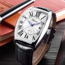 紳士氣質浪漫文藝復古羅馬刻度酒桶錶盤真皮錶帶男手錶