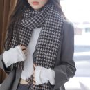 【小香風針織毛線圍巾】【軟糯羊絨手感】韓系小香風冬季復古小格紋加厚chic百搭編織風毛線披肩圍巾