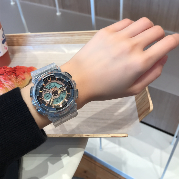 【透明矽膠錶帶】【液晶指針雙顯】日式原宿風潮流透明錶帶雙顯計時男女多功能運動手錶 【透明矽膠錶帶】【液晶指針雙顯】日式原宿風潮流透明錶帶雙顯計時男女多功能運動手錶