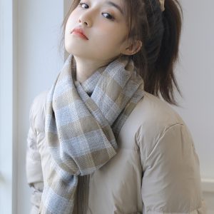【日系文藝小方格圍巾】【超軟糯舒適】日系文藝氣質秋冬季百搭小方格軟糯舒適男女微博圍巾