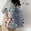 【燈芯絨面後背包】【送小熊掛件+徽章】【超輕便】日系文藝百搭森系女包燈芯絨材質雙肩後背包