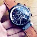 【美式多功能大錶盤】【計時碼錶】【個性日曆】美式多功能獨立分秒計時日曆皮帶男手錶