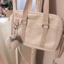 日系原創動漫二次元少女純色長帆布手提肩背側背包學院風通勤基礎大容量軟妹包