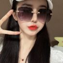 【鑽石切割無框墨鏡】【氣質漸變色】【金屬鏡腿】韓國無框氣質方形太陽鏡女韓版網紅款圓臉墨鏡漸變片女墨鏡