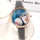 法式小眾文藝氣質花卉錶盤米蘭網帶玫瑰金女手錶