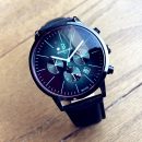 【賽博朋克鍍膜鏡面】【獨立計時秒針】賽博朋克風紫光鍍膜鏡面獨立秒針3ATM防水多功能手錶科幻風男錶