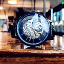【全自動鏤空機械錶】【45小時超長動能存儲】【小牛皮錶帶】奢華貴族氣質藍光鍍膜防水夜光全自動鏤空機械錶男錶