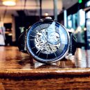 【全自動鏤空機械錶】【45小時超長動能存儲】【小牛皮錶帶】奢華貴族氣質藍光鍍膜防水夜光全自動鏤空機械錶男錶