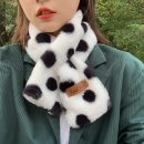 百搭日系斑點圍巾女秋冬季韓版潮甜美可愛學生冬天保暖短款圍脖