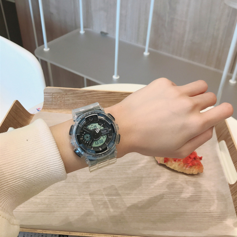 【透明矽膠錶帶】【液晶指針雙顯】日式原宿風潮流透明錶帶雙顯計時男女多功能運動手錶 【透明矽膠錶帶】【液晶指針雙顯】日式原宿風潮流透明錶帶雙顯計時男女多功能運動手錶