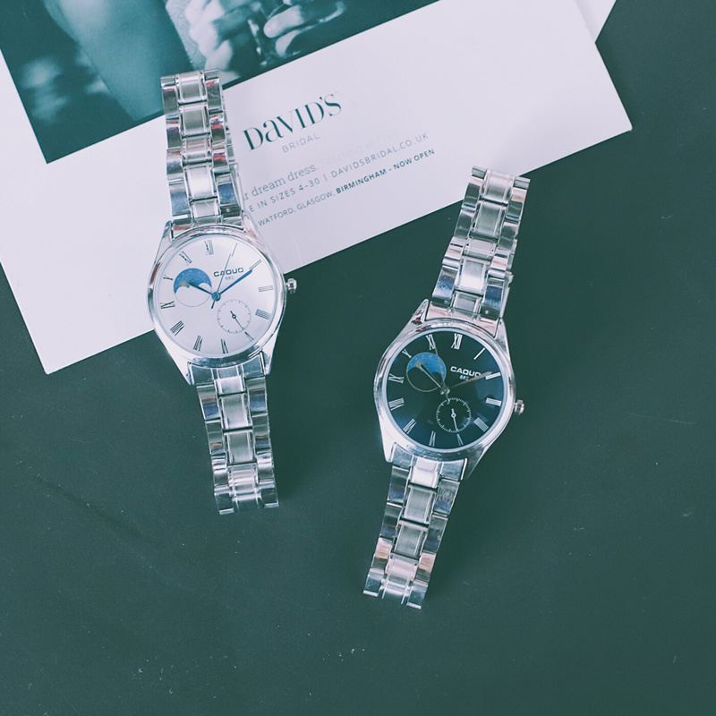 復古文藝氣質日月星空羅馬刻度細鋼帶小資女石英手錶