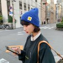 【清爽捲邊笑臉毛線帽】正韓版型網紅笑臉女帽秋冬毛線帽可愛笑臉百搭針織毛帽