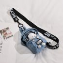 日系牛仔布配可愛小羊小熊小牛玩偶軟妹胸包女迷你斜背包