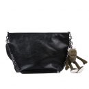 日系黑色純色氣質軟面網紅鏈條包包女百搭單肩斜背大容量水桶包