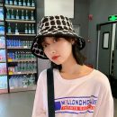 【格紋毛線漁夫帽】日式原宿黑色格子漁夫帽女秋冬季百搭日系潮牌顯臉小原宿港風條紋盆帽