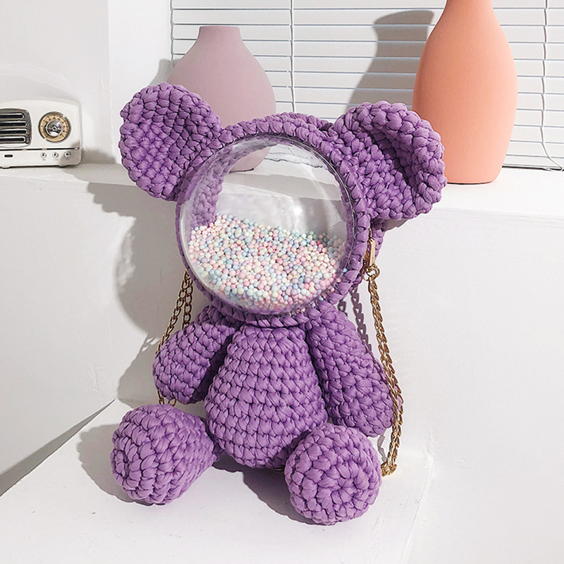 【DIY小熊透明太空包】【手工材料包】日韓賣爆心意DIY手工編織毛線糖果色小熊太空面罩斜背包材料包 【DIY小熊透明太空包】【手工材料包】日韓賣爆心意DIY手工編織毛線糖果色小熊太空面罩斜背包材料包