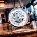 【全自動鏤空機械錶】【45小時超長動能存儲】【小牛皮錶帶】奢華貴族氣質藍光鍍膜防水夜光全自動鏤空機械錶男錶