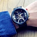 【美式多功能大錶盤】【計時碼錶】【個性日曆】美式多功能獨立分秒計時日曆皮帶男手錶