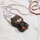 【矽膠呆萌熊斜背包】【送雙肩帶】可愛呆萌熊女生小包包新款卡通小熊矽膠單肩斜背手機包