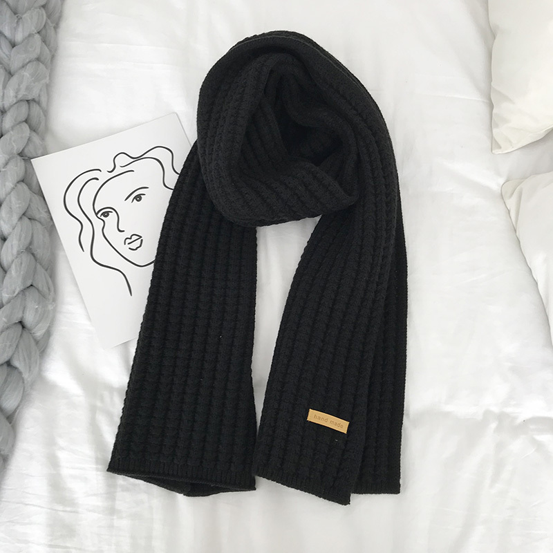 【針織毛線圍巾】【純色百搭】冬季可愛少女韓國百搭氣質純色針織毛線情侶男女同款保暖圍脖圍巾
