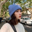 韓版百搭日系字母刺繡針織毛線帽子女秋冬季保暖護耳男女毛帽