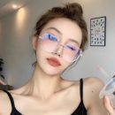 【透明大框】【防藍光】韓國名媛氣質圓臉素顏透明眼鏡框IG風大臉顯瘦大框平光防藍光眼鏡