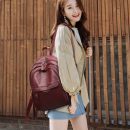 韓版百搭純色紋理軟披防水時尚女大容量後背包