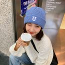 韓版百搭日系字母刺繡針織毛線帽子女秋冬季保暖護耳男女毛帽