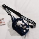 日系牛仔布配可愛小羊小熊小牛玩偶軟妹胸包女迷你斜背包