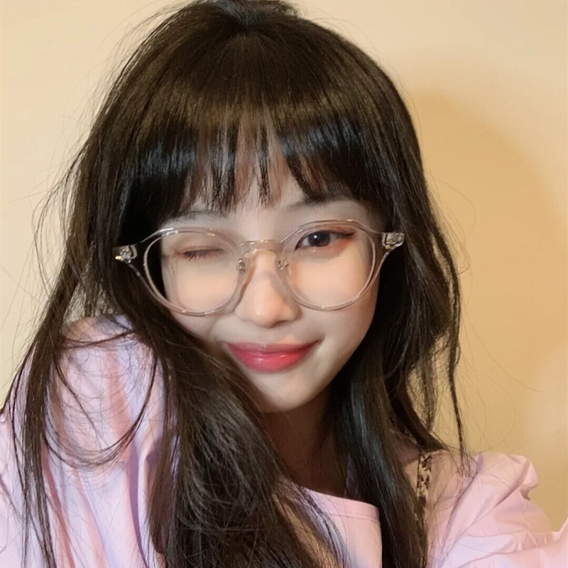 【可愛透明小圓框】【防藍光】韓國Jennie同款透明灰色鏡框近視眼鏡框學生圓臉超輕防藍光女眼鏡