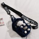 日系牛仔布配可愛小羊小熊小牛玩偶軟妹胸包女迷你斜背包