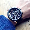 【美式多功能大錶盤】【計時碼錶】【個性日曆】美式多功能獨立分秒計時日曆皮帶男手錶