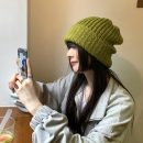 【軟糯厚實毛線帽】秋冬韓版百搭綠色帽子女毛線帽冬潮韓國冬季日系顯臉小護耳針織帽