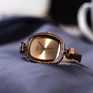 【鵝卵石鑲鑽錶盤】【小牛皮錶帶】【日本機芯】正韓JULIUS超氣質鵝卵石造型滿圈鑲鑽皮帶日本機芯防水女錶