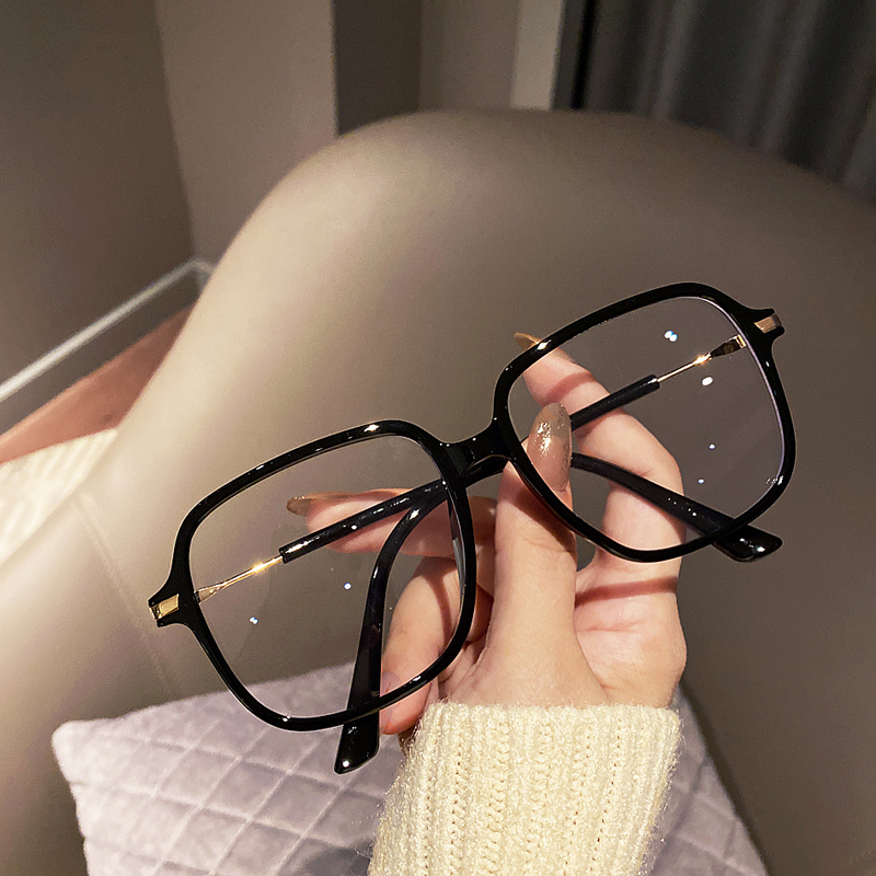 【素顏顯瘦】【潮流粗框】【防藍光】潮流粗框防藍光眼鏡框女圓臉素顏顯瘦大框男女平光防藍光眼鏡