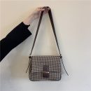 日系時尚百搭復古千鳥格毛呢女包單肩帶側背斜背包