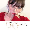 【復古金邊小圓框】【防藍光】韓國復古金邊防藍光眼鏡女護眼網紅街拍瘦臉無度數平光眼鏡