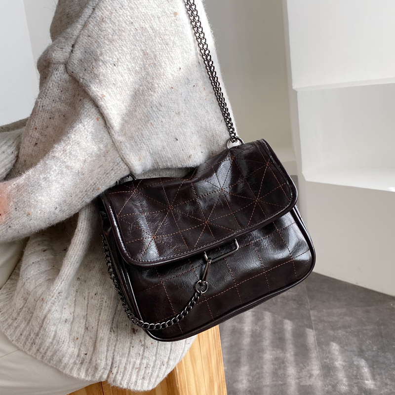 高級感氣質經典簡約單肩大容量包包女新款時尚菱格鏈條包復古單肩斜背側背包