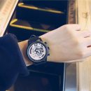 設計師款光學魅影機械感男女中性皮帶石英手錶